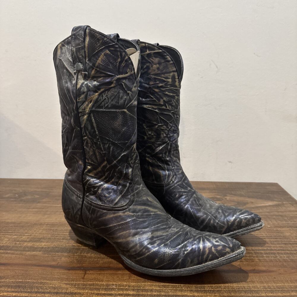 Tony Lama 1130 Metallic Electric Black Western Cowgirl Boots Womens Size 10
